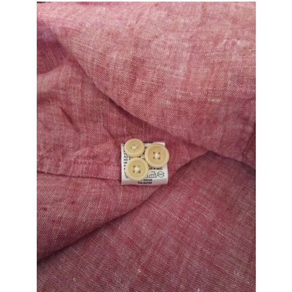 TOMMY Bahama Relax Red Chambray Pure Linen Long Sleeve Casual Button Down Sz M - Picture 7 of 9